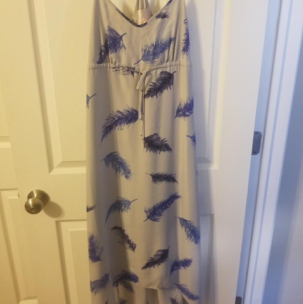 Gray feather high low dress